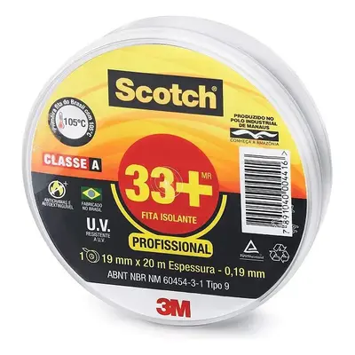 3M 33+ Cor Preto Fita Isolante Scotch 19mm Com 20m
