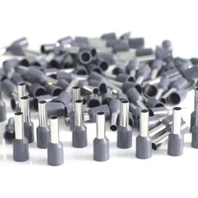 200x Terminal Tubular Ilhos 4mm Conector Pré Isolado Cinza E4009