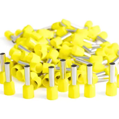 500x Terminal Tubular Ilhos 6mm Conector Pré Isolado Amarelo E6012
