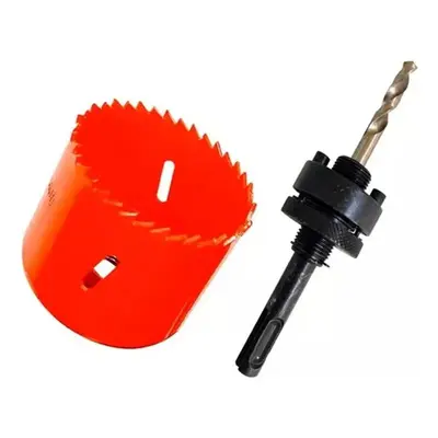 Jogo De Serra Copo Bimetal Ferro 64mm E Suporte Broca Piloto