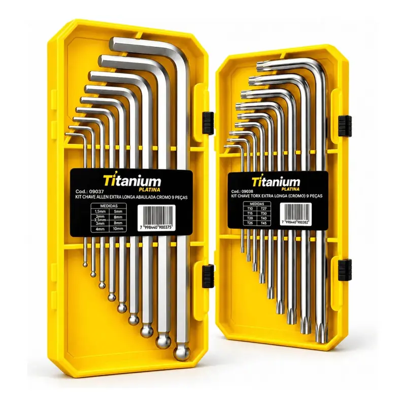 Chave Allen Titanium Allen / Torx - Cinza Com Acabamento Cromado