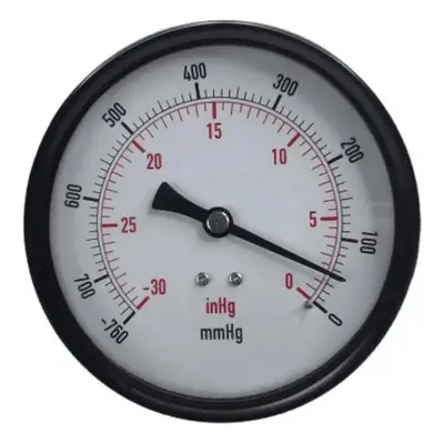 Vacuômetro 63mm Horizontal -30polhf/760mmhg-0 Rosca 1/4