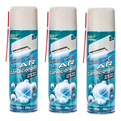 3 Espumas De Limpeza Para Ar Condicionado 300ml Ar Da Terra