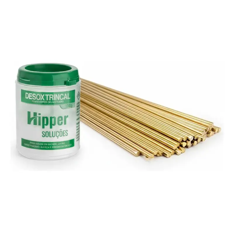 16 Varetas Solda Latão 2,4mm 43cm+ 1 Fluxo Solda Trincal100g