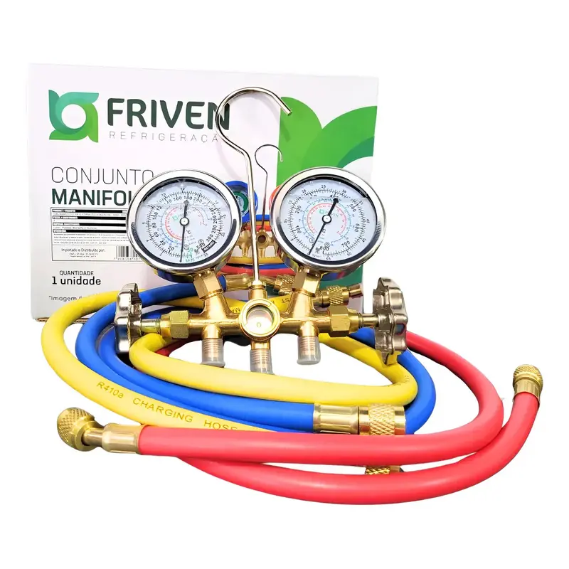 Manifold Friven CT 536 Com Glicerina Para R134A R22 R410A + 3 Mangueiras 90cm