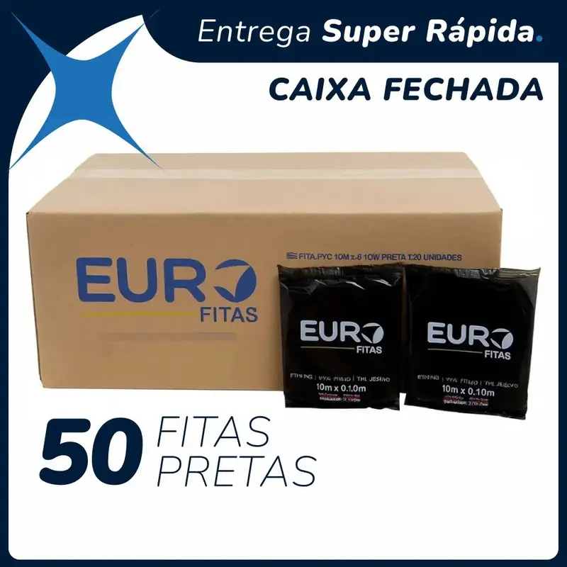 Kit 50 Fitas De Pvc Para Ar Condicionado 10mx0,10m Preta