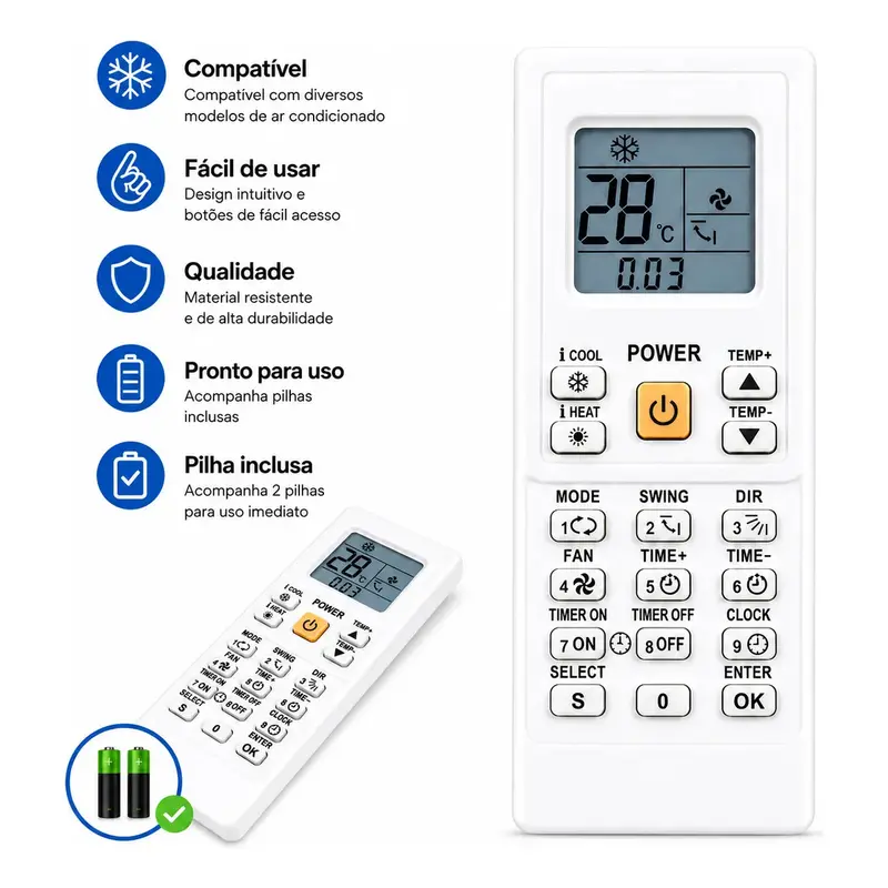 Controle Universal Ar Condicionado Split Inverter Universal