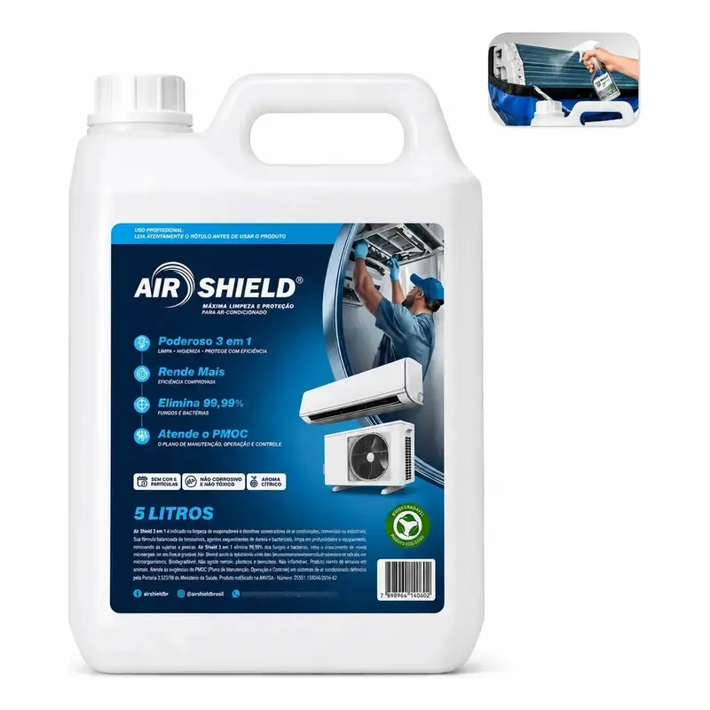 Air Shield Limpeza Profissional De Ar Condicionado Galão 5l